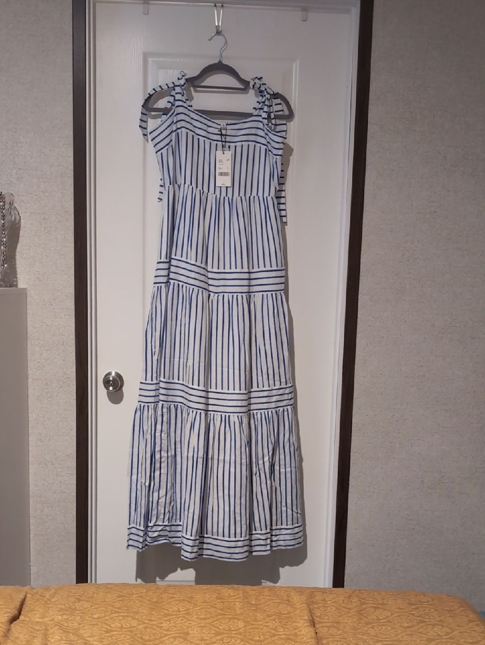 A Loves A NWT Blue & White Striped Sleeveless Maxi Dress with Tie Straps